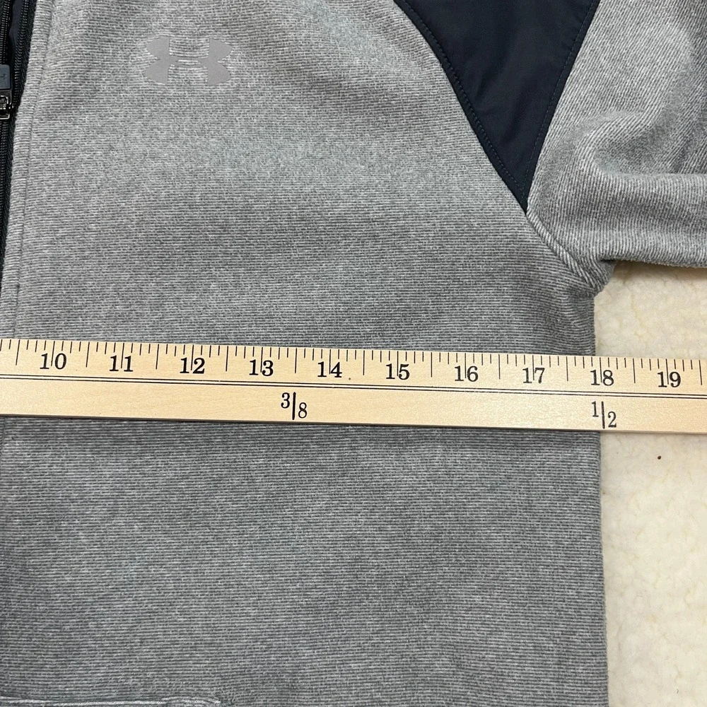 Under Armour Hoodie Youth Large Gray ColdGear Full Zip Jacket 1282114 Loose Fit